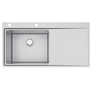 Cuba De Sobrepor Tramontina Design Collection Smooth 1C 50 Plus Ex Em Aço Inox Com Acabamento Acetinado 100X52 Cm