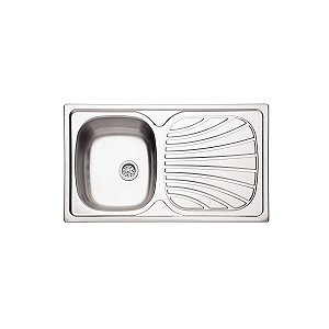 Cuba De Sobrepor Tramontina Alpha 34 Plus R Em Aço Inox Com Acabamento Natural 86 X 50 Cm Com Escorredor E Válvula