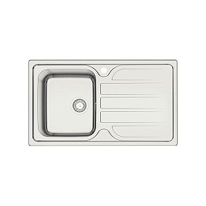 Cuba De Sobrepor Tramontina Marea Deep Em Aço Inox Com Acabamento Escovado 86 X 50 Cm Com Escorredor, Válvula E Furo Para Torneira