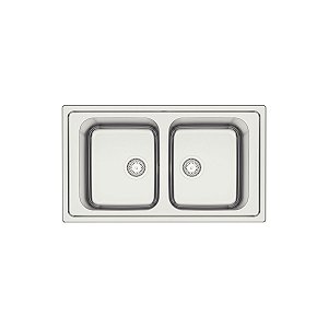 Cuba De Sobrepor Tramontina Marea Deep 2C 34 Em Aço Inox Com Acabamento Escovado 86 X 50 Cm Com Válvula