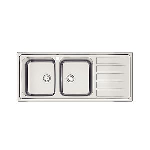 Cuba De Sobrepor Tramontina Marea Deep 2C 34 Plus Em Aço Inox Com Acabamento Escovado 116 X 50 Cm Com Válvula E Furo Para Torneira