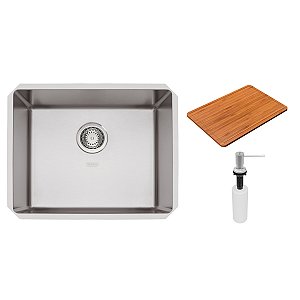 Cuba De Embutir Tramontina Design Collection Quadrum Undermount Em Aço Inox Com Dosador De Sabão E Tábua