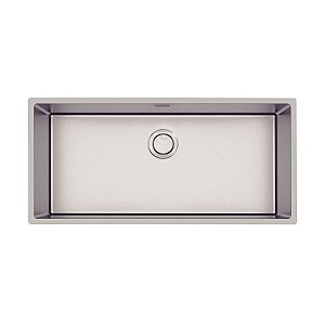 Cuba Tramontina Design Collection Quadrum 90 Em Aço Inox Com Acabamento Acetinado E Válvula De 4 1/2" Com Escape