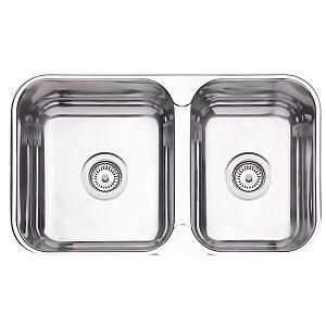 Cuba De Embutir/Sobrepor Tramontina Isis 2C 34-28 Bs Em Aço Inox Polido 69X40 Com 2 Cubas
