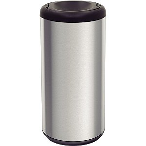 Lixeira Inox Tramontina Piemonte 40 L Com Acabamento Acetinado E Tampa Basculante Preta Em Polipropileno