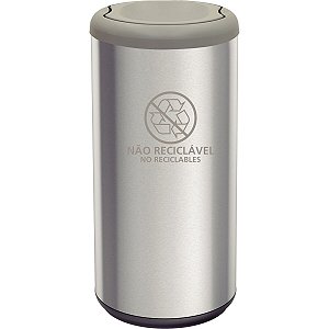 Lixeira Inox Tramontina Piemonte Com Acabamento Acetinado E Tampa Basculante Cinza Em Polipropileno 40 L