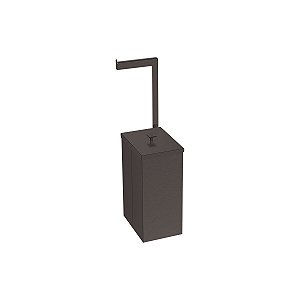 Lixeira Tramontina Luz Slim Em Aço Inox Com Acabamento Acetinado E Revestimento Black Matte Com Suporte Para Papel Higiênico 5,5 L