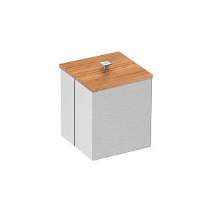 Lixeira Inox Luz Com Tampa De Bambu Tramontina Com Acabamento Acetinado 4,5 L