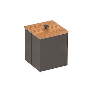 Lixeira Inox Luz Black Matte Com Tampa De Bambu Tramontina Com Acabamento Acetinado 4,5 L
