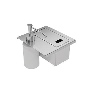 Porta Esponja Tramontina Com Tampa E Dosador De Sabão Líquido Em Aço Inox Para Uso Em Canal Organizador