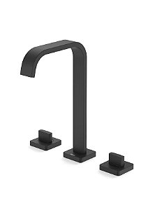 Misturador Lavatorio Mesa 3 Furos Bica Alta Com Valvula Virtus Matte Black - A5A449DNBC