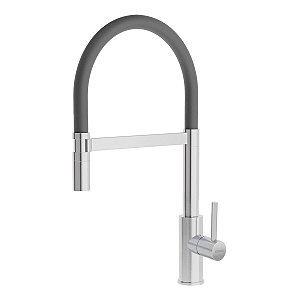 Torneira Tramontina Versatile Black Em Aço Inox Com Mangueira Flexível E Bica Giratória 360°