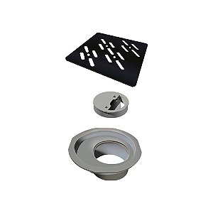 Elleve - Grelha P/ Caixa Sifonada Quadrada 100Mm Black Matte - 4022