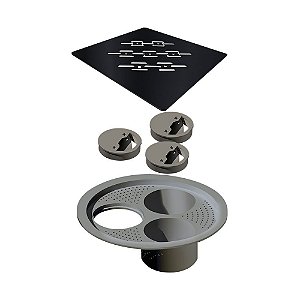 Elleve - Grelha P/ Caixa Sifonada Quadrada 150Mm Black Matte - 4026
