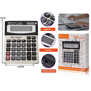 Calculadora eletronica New'ion 12 dígitos DM-1200V