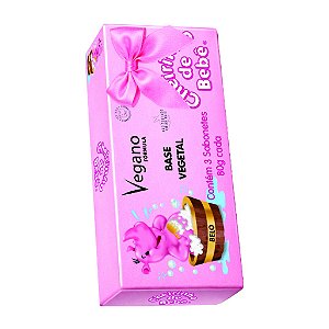 ESTOJO C/ 3 SABONETES 80G ROSAS VEGANOCH. DE BEBE