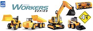 Trator Roma Workers Series 4 em 1 | Kit Máquinas de Construção Roma Brinquedos
