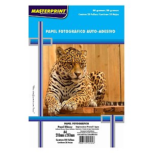 PAPEL GLOSSY ADESIVO 80GR A4 20fls MASTERPRINT