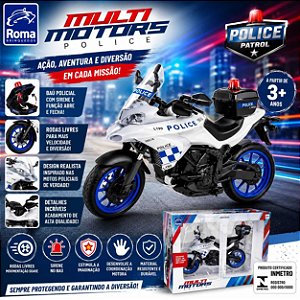 Motocicleta Police Multi Motors Roma Brinquedos | Moto de Polícia Infantil