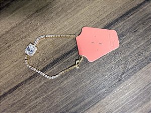 Pulseira Riviera Dourada com Cristal Quadrado Luxo