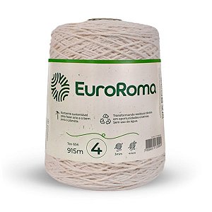 Barbante Euroroma Cru - 600g - Crochê e Tricô - Nº 4, 6 e 8