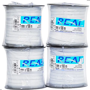 Elástico 07 mm Branco Real - Rolo com 100 Metros