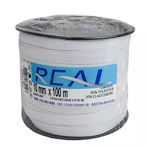 Elástico 10 mm Branco Real - Rolo com 100 Metros