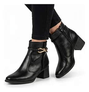 Bota Cano Baixo Mississipi J0342 Preta Detalhe Dourado
