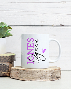 Caneca Personalizada com Nome Duplo e Coração