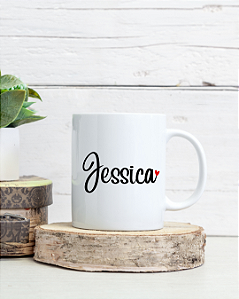 Caneca Personalizada com Nome Simples e Coração