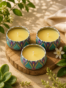 Kit com 3 Velas em Lata Decorativa