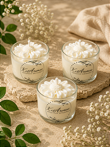 Kit com 3 Velas 100g – Pote de Vidro com Molde Decorativo