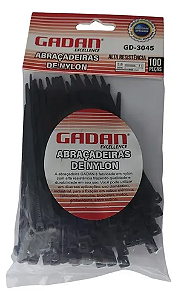 Abraçadeira de Naylon 3.6 x 100mm c/100un preta - Gardan