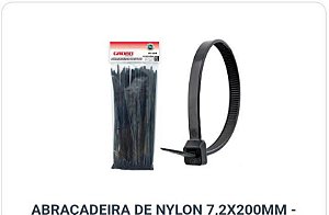 Abraçadeira de Naylon 7,2 x 200mm reforçada c/50un preta Gadan