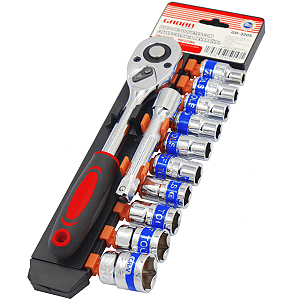 Catraca reversível 1/2" 8 a 24mm com 12 peças profissional - Gadan