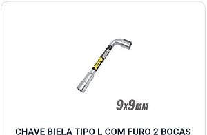 Chave Biela tipo L com furo 2 bocas 9 x 9mm