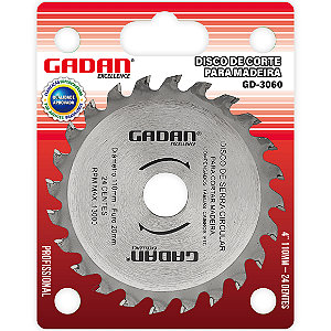 Disco de corte 4" 24 dentes para madeira - Gadan