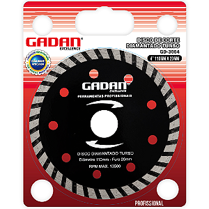 Disco de corte 4" diamantado turbo - Gadan