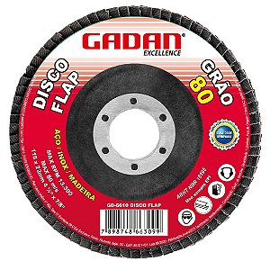 Disco flap 4-1/2" grão 80 c/50un - Gadan