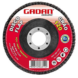 Disco flap 4-1/2" grão 120 c/50un - Gadan