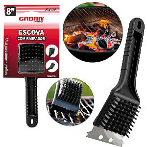 Escova limpa grelha com raspador 8" - Gadan