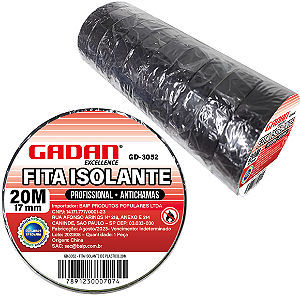 Fita isolante 20m em tubo c/10 rolos - Gadan