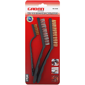 Kit escova de aço manual 3 em 1 reforçado - Gadana