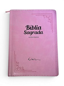 BIBLIA LETRA GRANDE COM ZIPER ROSA