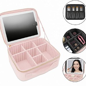 Maleta Rosa Maquiagem LED