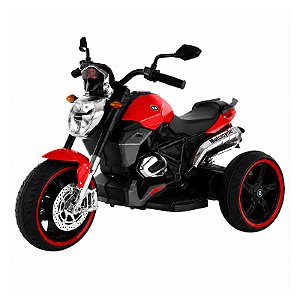 Mini Triciclo Moto Elétrica Vermelho Recarregável Farol Led
