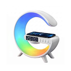 Luminária RGB Carregador Sem Fio Bivolt Relógio Display Hora