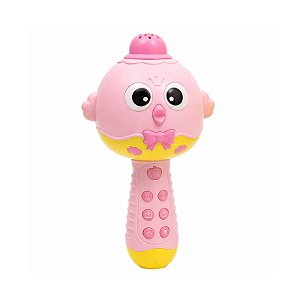 Microfone Musical Infantil Rosa Interativo com Luz e Som