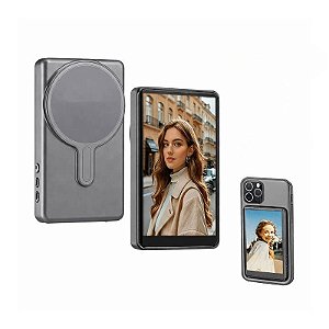 Tela Monitor Selfie Cinza para Celular com Anel magnético