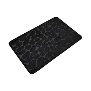 Tapete Banheiro Pedras Preto Soft Super Absorvente 40x60cm